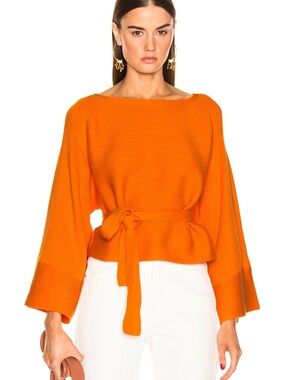 Mara Hoffman Orange Lilou Sweater Top Belted Medium
